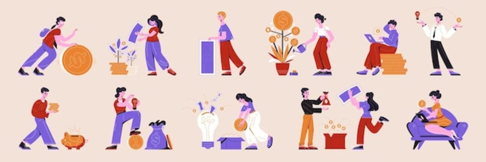 众筹平面设计 水平图标与交互元素的艺术