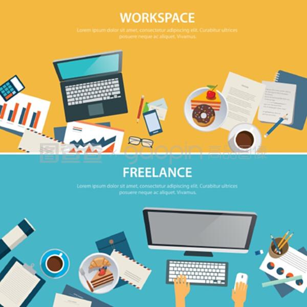 物联网的集成与研发 工作区与自由旗帜平面设计模板的创新融合